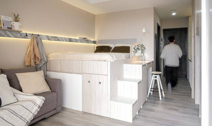 Awesome Multifunctional Platform Maximizes Space Inside 25 Sqm Micro-Apartment