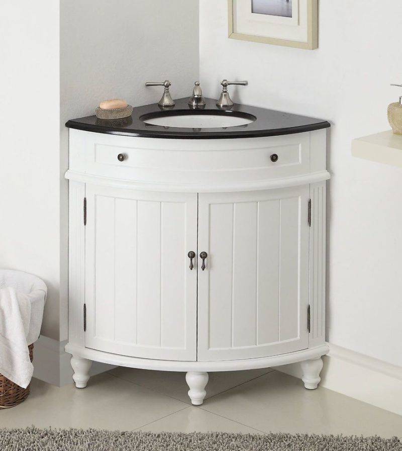 Rounded white vanity