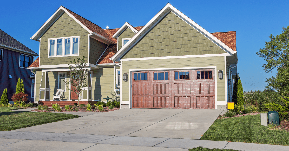 New construction of a craftsman style house that has modern styling.